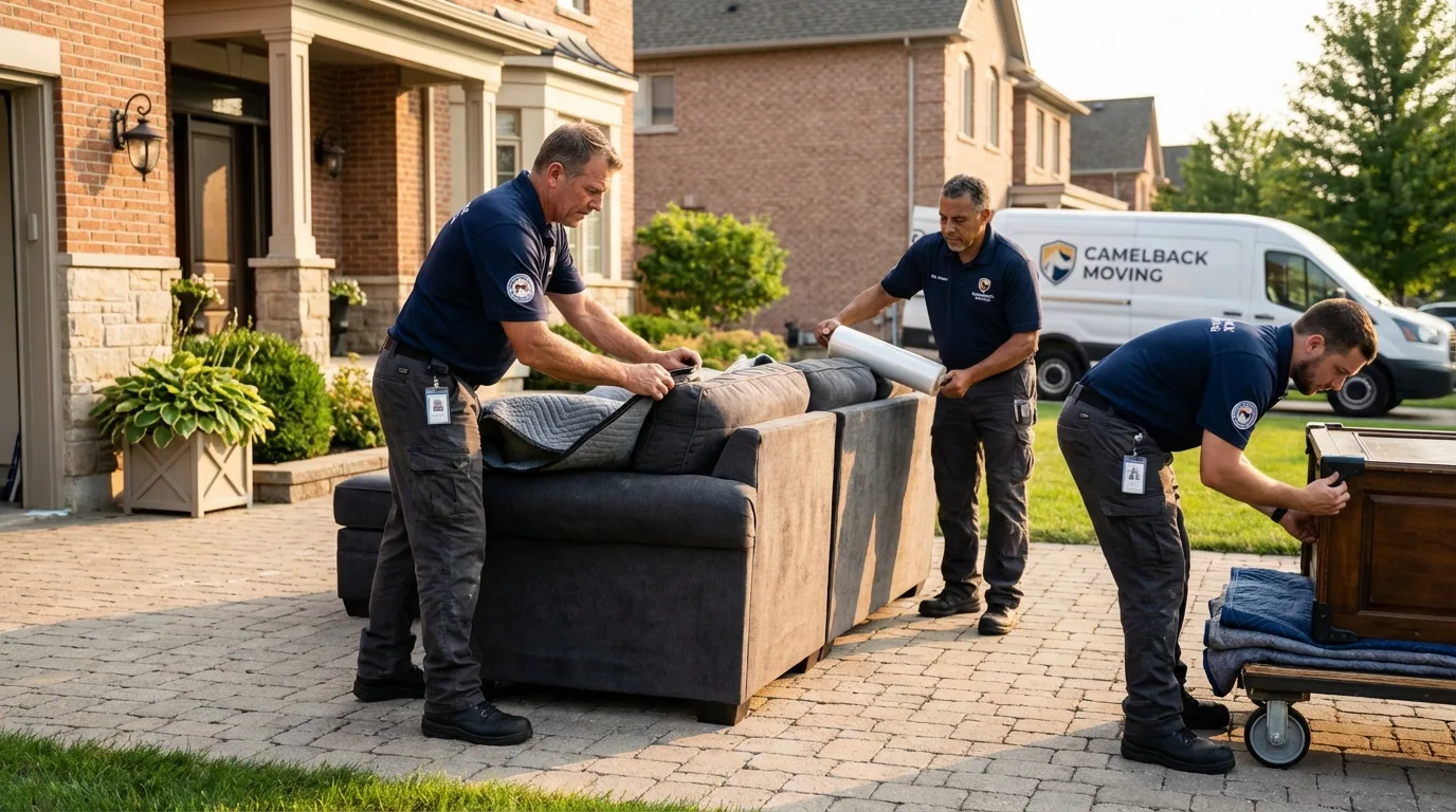 Large estate moving crew wrapping furniture in Greenville, OH