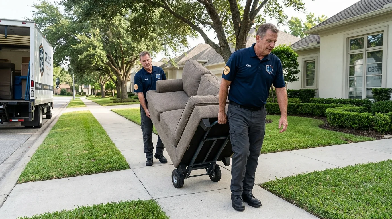 Local residential moving crew loading furniture in Greenville, OH
